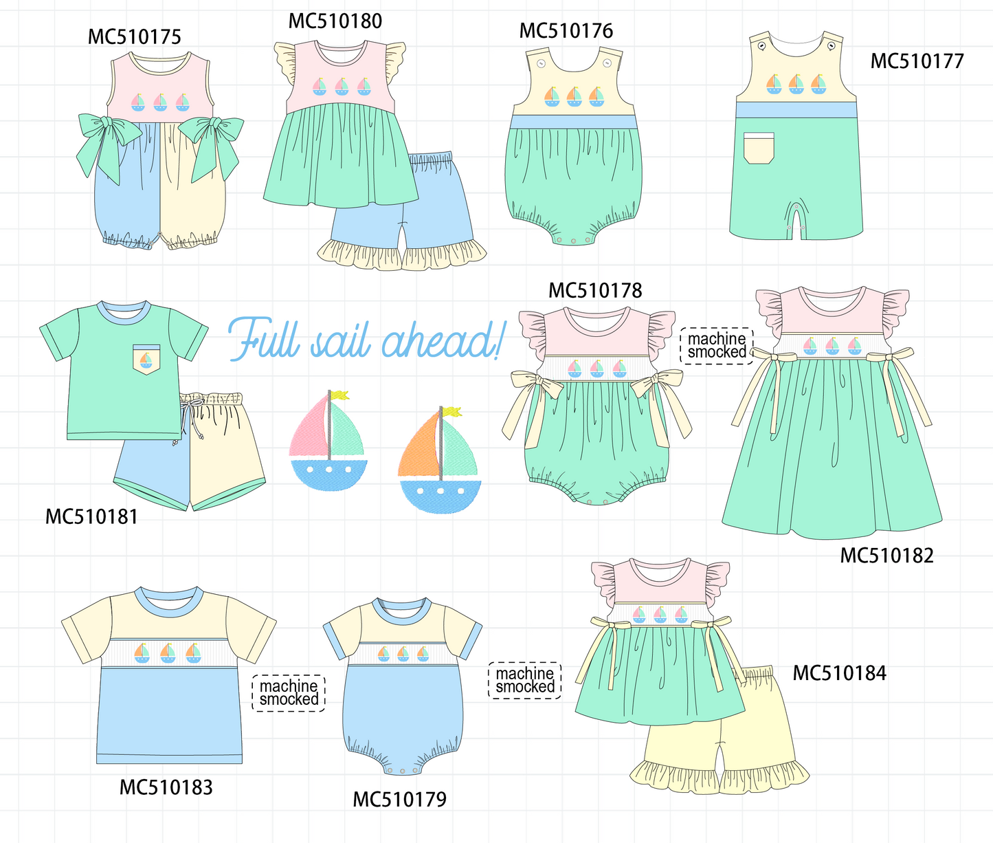 PO23 Colors Blocks Sailboat Embroidery Collection ETA March