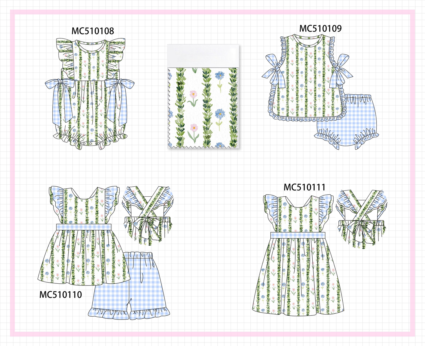 PO23 Green Floral Print Ruffle Collection ETA March