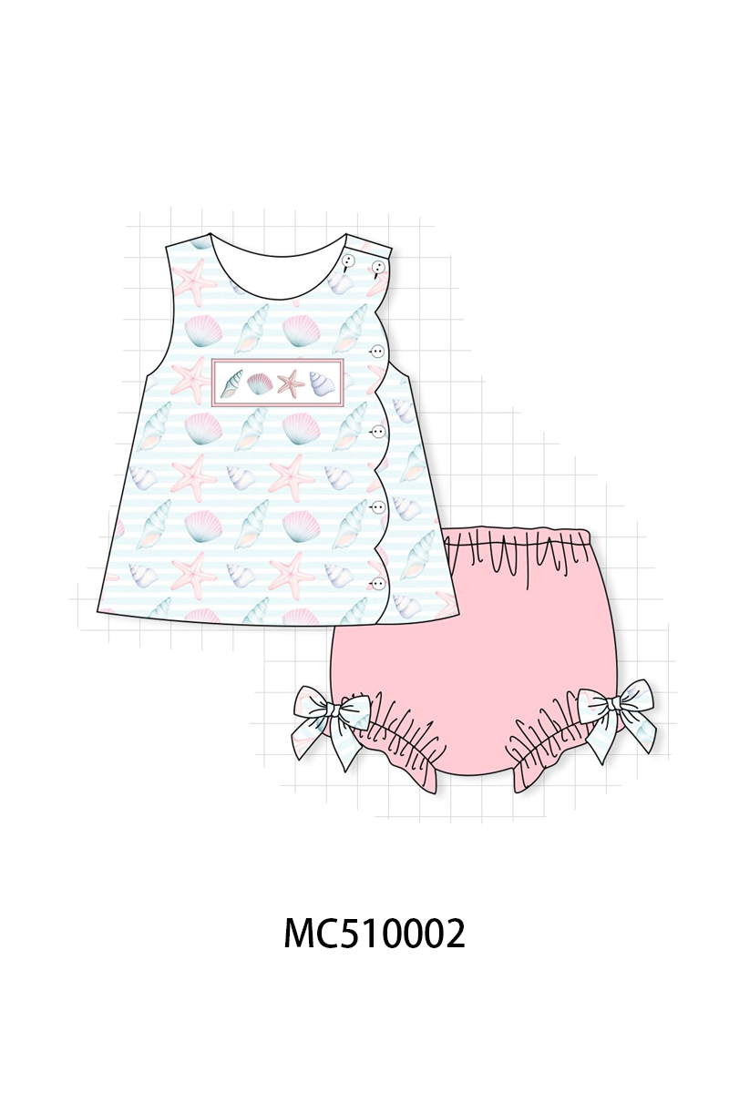 PO23 Pink Shells Starfish Embroidery Collection ETA March