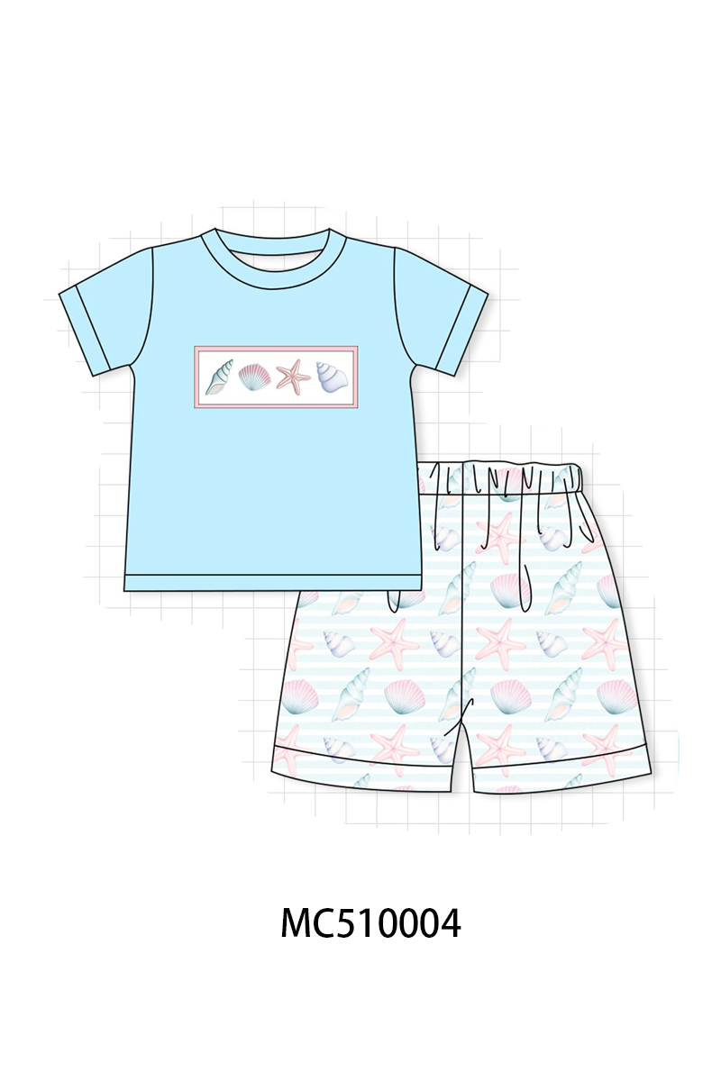 PO23 Pink Shells Starfish Embroidery Collection ETA March