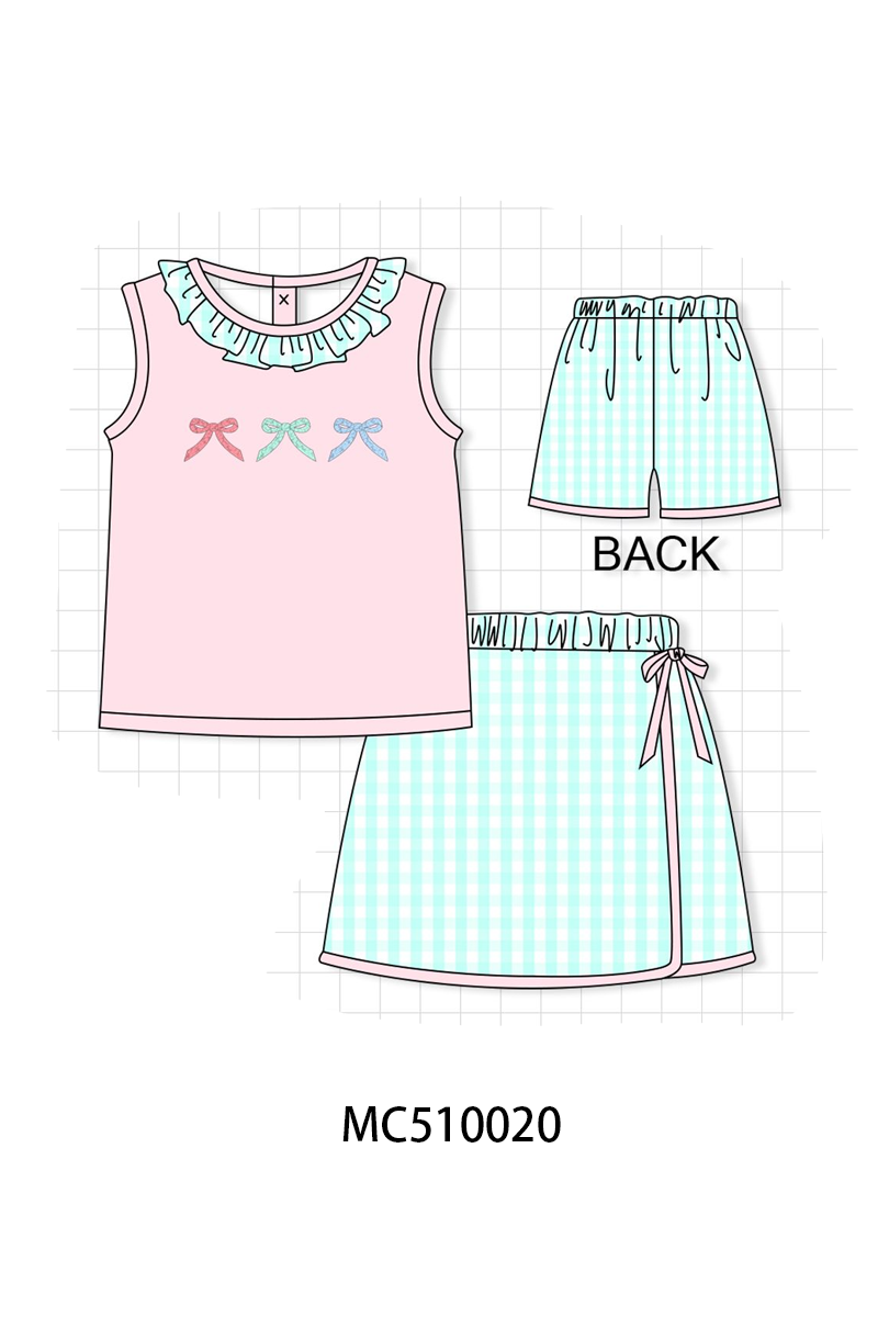 PO23 Pink Bow Embroidery French Knot Ruffle Collection ETA March