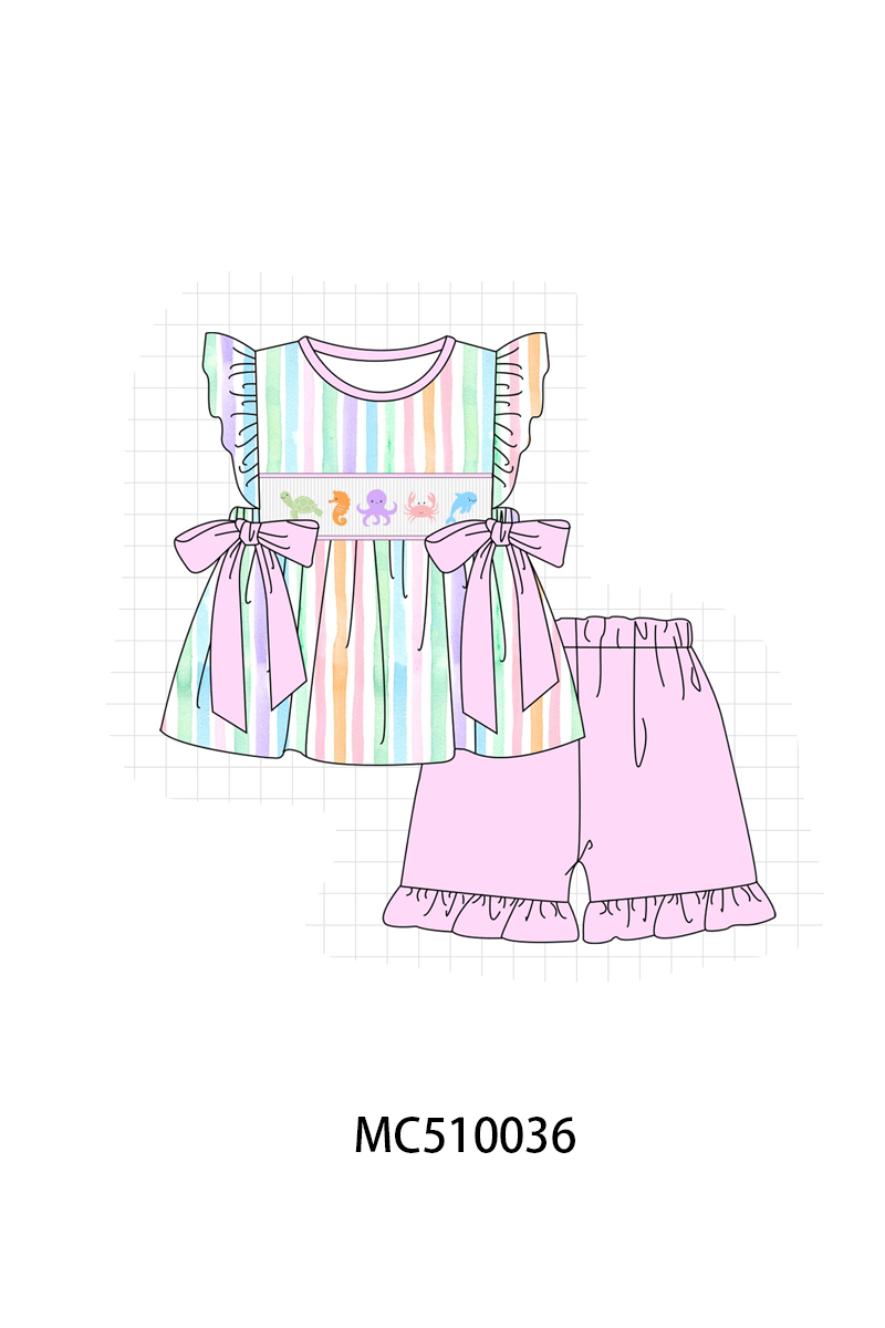 PO23 Purple Marine Machine Smocked Stripe Collection ETA March