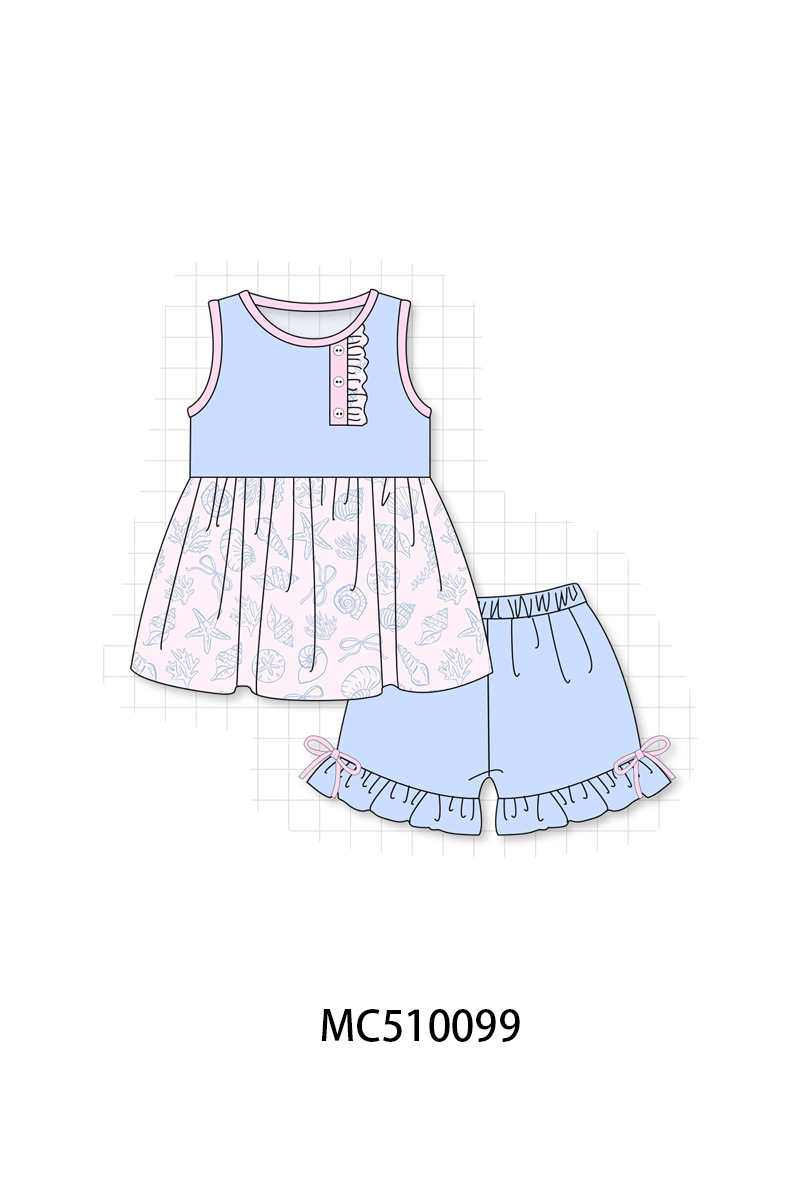 PO23 Blue Beach Shells Starfish Print Collection ETA March