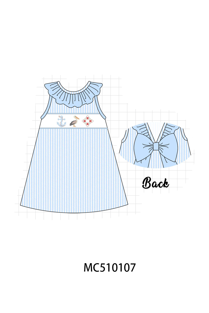 PO23 Blue Nautical Trio Embroidery Stripe Collection ETA March