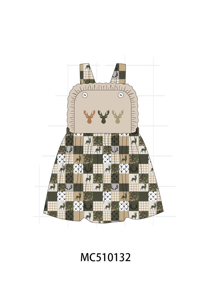 PO23 Green Hunting Deer Embroidery Collection ETA March