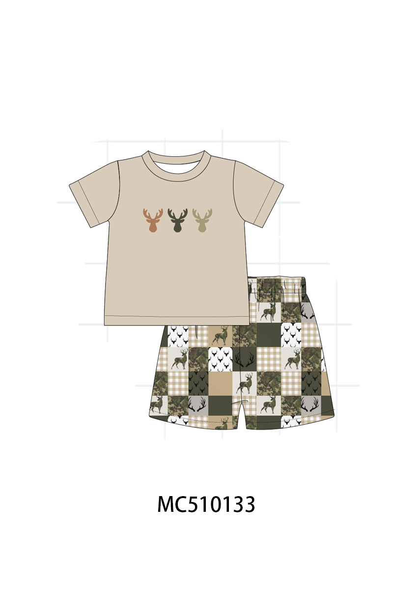PO23 Green Hunting Deer Embroidery Collection ETA March