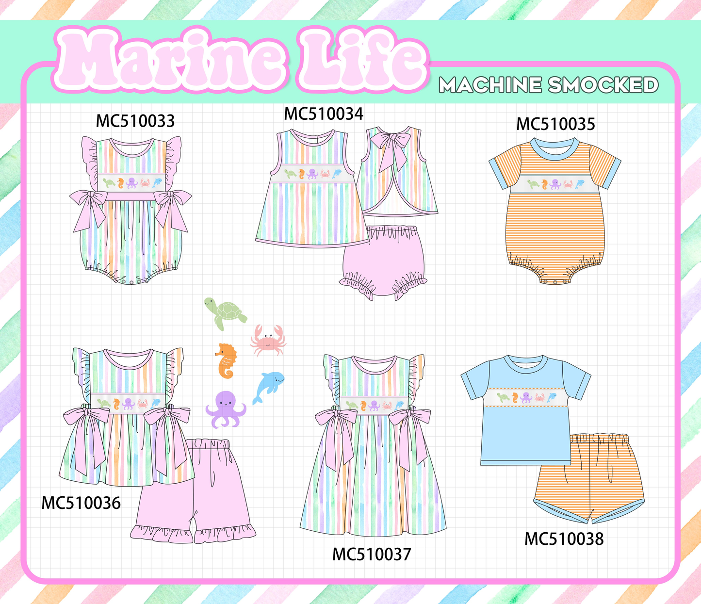 PO23 Purple Marine Machine Smocked Stripe Collection ETA March