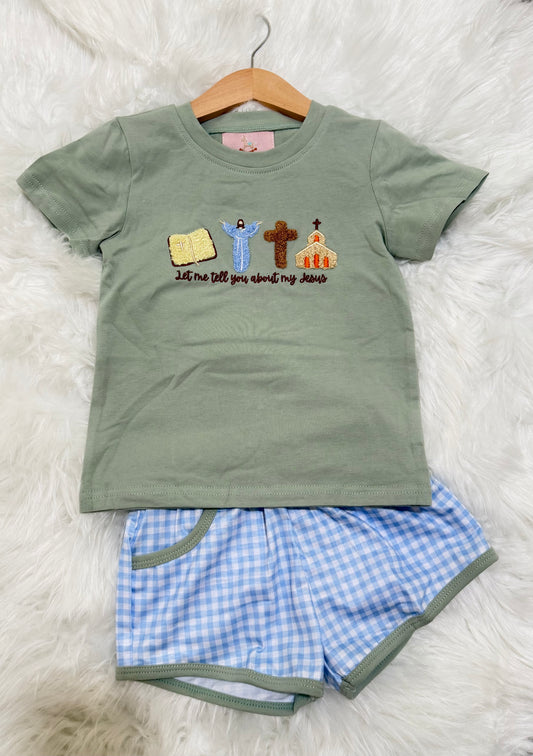 RTS Let me tell you about my Jesus boy shorts set
