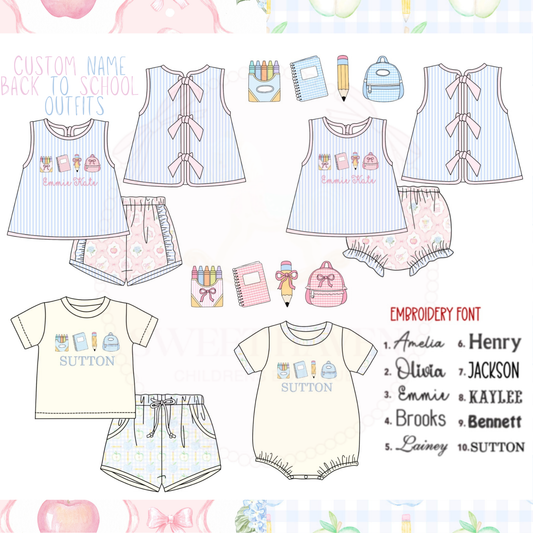 Back to School Custom Name Embroidery Collection ETA June