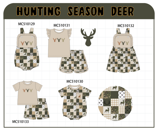 PO23 Green Hunting Deer Embroidery Collection ETA March