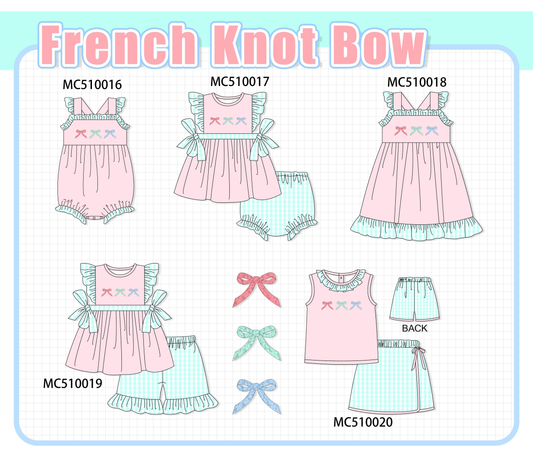 PO23 Pink Bow Embroidery French Knot Ruffle Collection ETA March