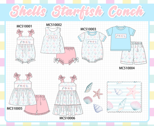 PO23 Pink Shells Starfish Embroidery Collection ETA March